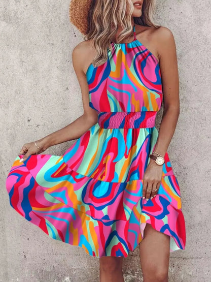 Paisley Print Halter Neck Mini Dress