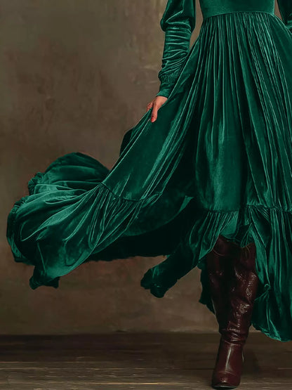 Velvet Deep V-Neck Maxi Dress