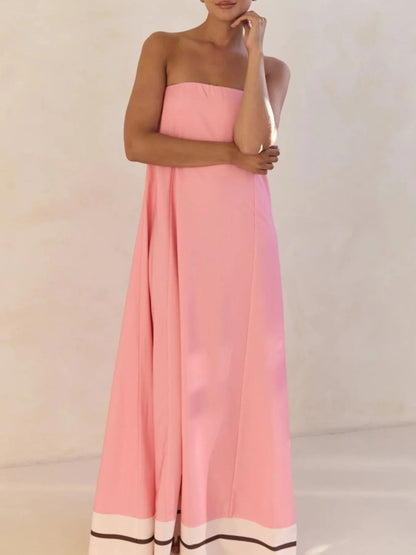 Smocked Printed Tube Maxi Dress