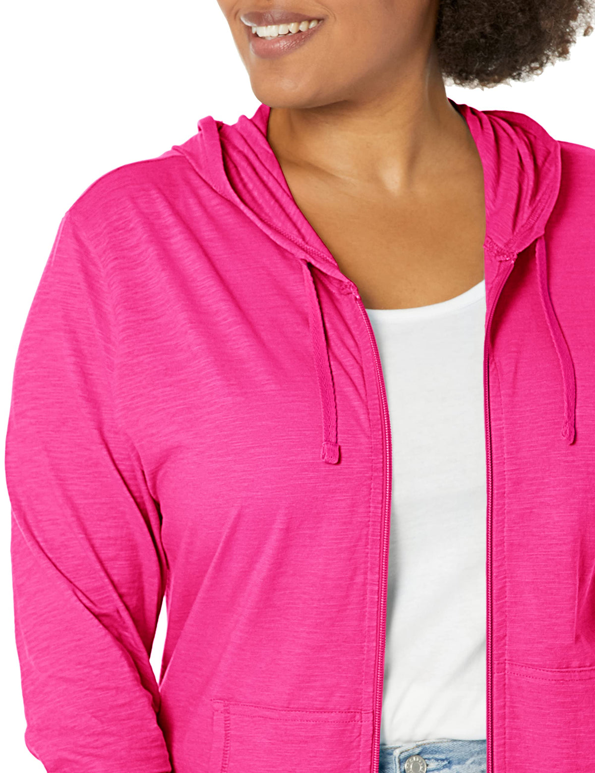Hanes Women's Lightweight Full Zip Hoodie, Textured Cotton Zip Up, T-Shirt Hoodie