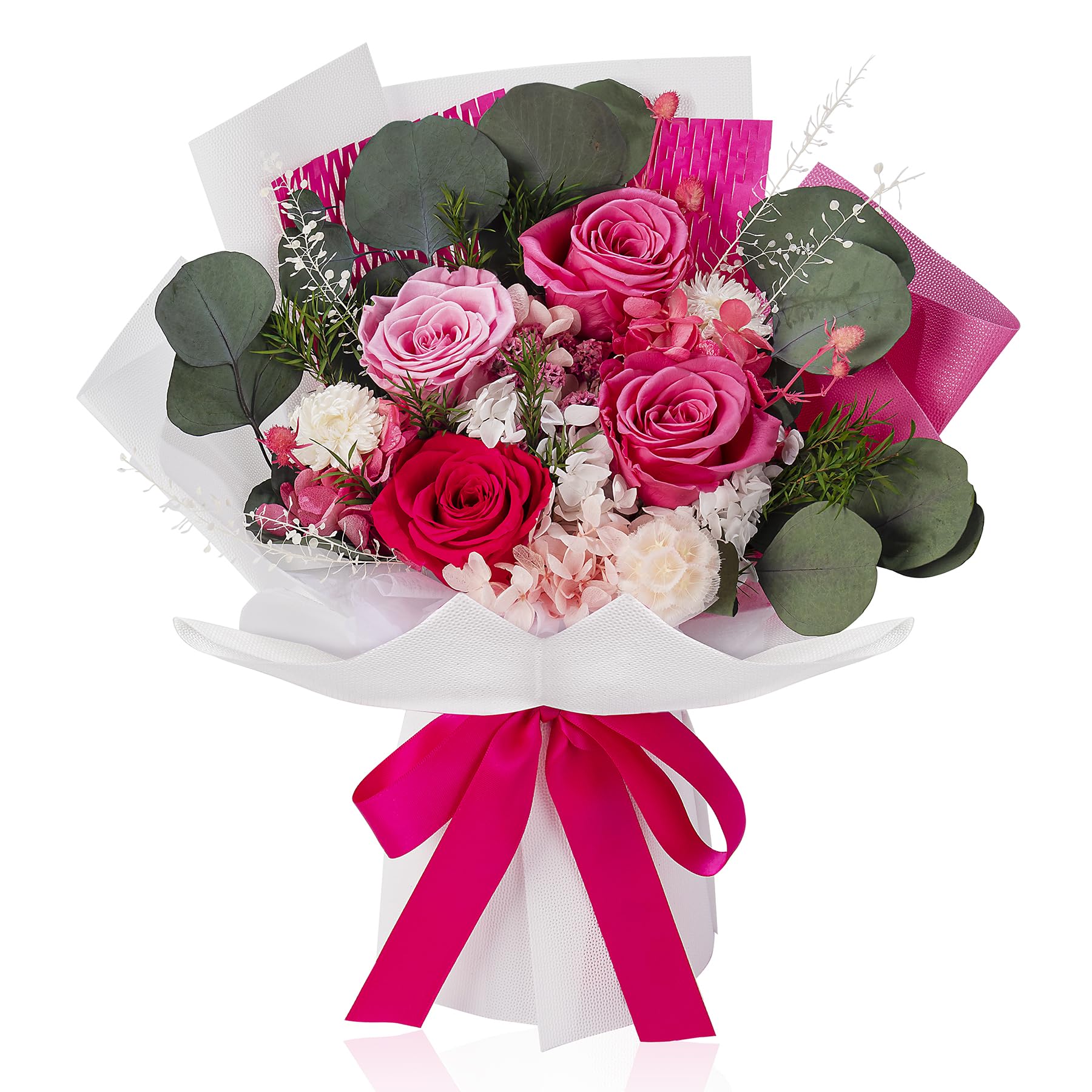 Perfectione Roses 4 Roses Mixed Bouquet for Mother's Day, Flowers for Delivery, Preserved Flowers Birthday Gift for Women Mom Wife Grandma Her, Dusty Rose