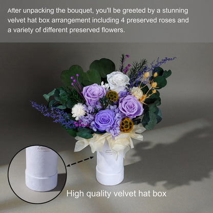 Perfectione Roses 4 Roses Mixed Bouquet for Mother's Day, Flowers for Delivery, Preserved Flowers Birthday Gift for Women Mom Wife Grandma Her, Dusty Rose