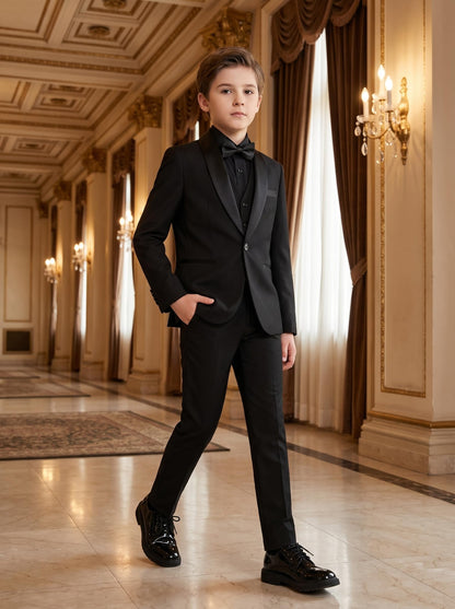 Boy Suits Tuxedo Slim Fit Suit for Boys Kids Toddler Dress Outfit with Coat, Pants, Vest Set No Tail