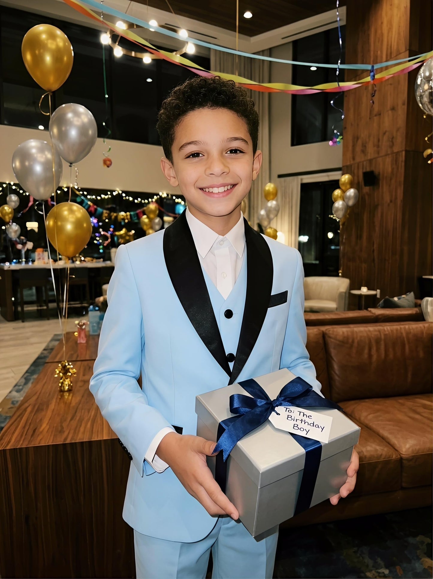 Boy Suits Tuxedo Slim Fit Suit for Boys Kids Toddler Dress Outfit with Coat, Pants, Vest Set No Tail