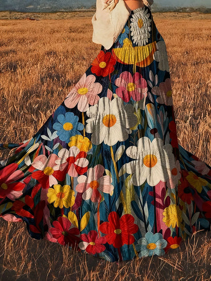 Floral Print Flowy Maxi Skirt See size chart under “more details”