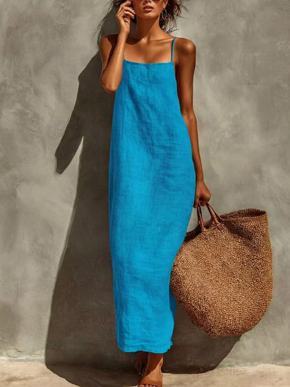 Sleeveless Linen Casual Maxi Dress
