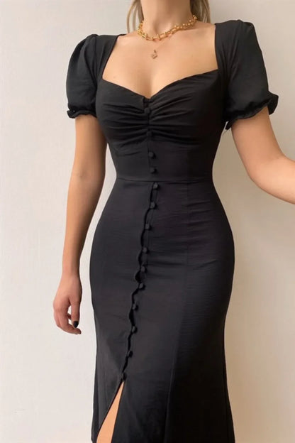 Sweetheart Neck Short Sleeve Dress