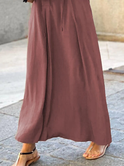 Solid Color Maxi Shirt Dress