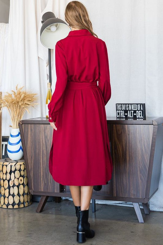 Button Down Shirt Long Dress PLUS