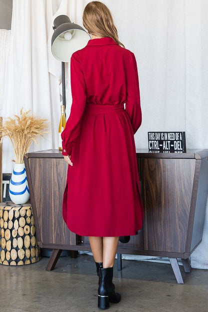 Button Down Shirt Long Dress PLUS