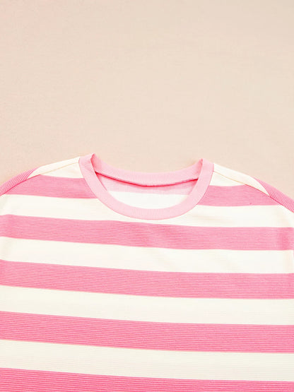 Stripe Cap Sleeve Pocketed Shift Dress