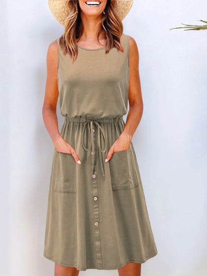 Round Neck Sleeveless Tank Dress