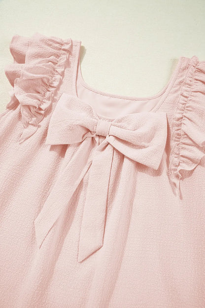 Ruffle Sleeve Bow Back Mini Dress