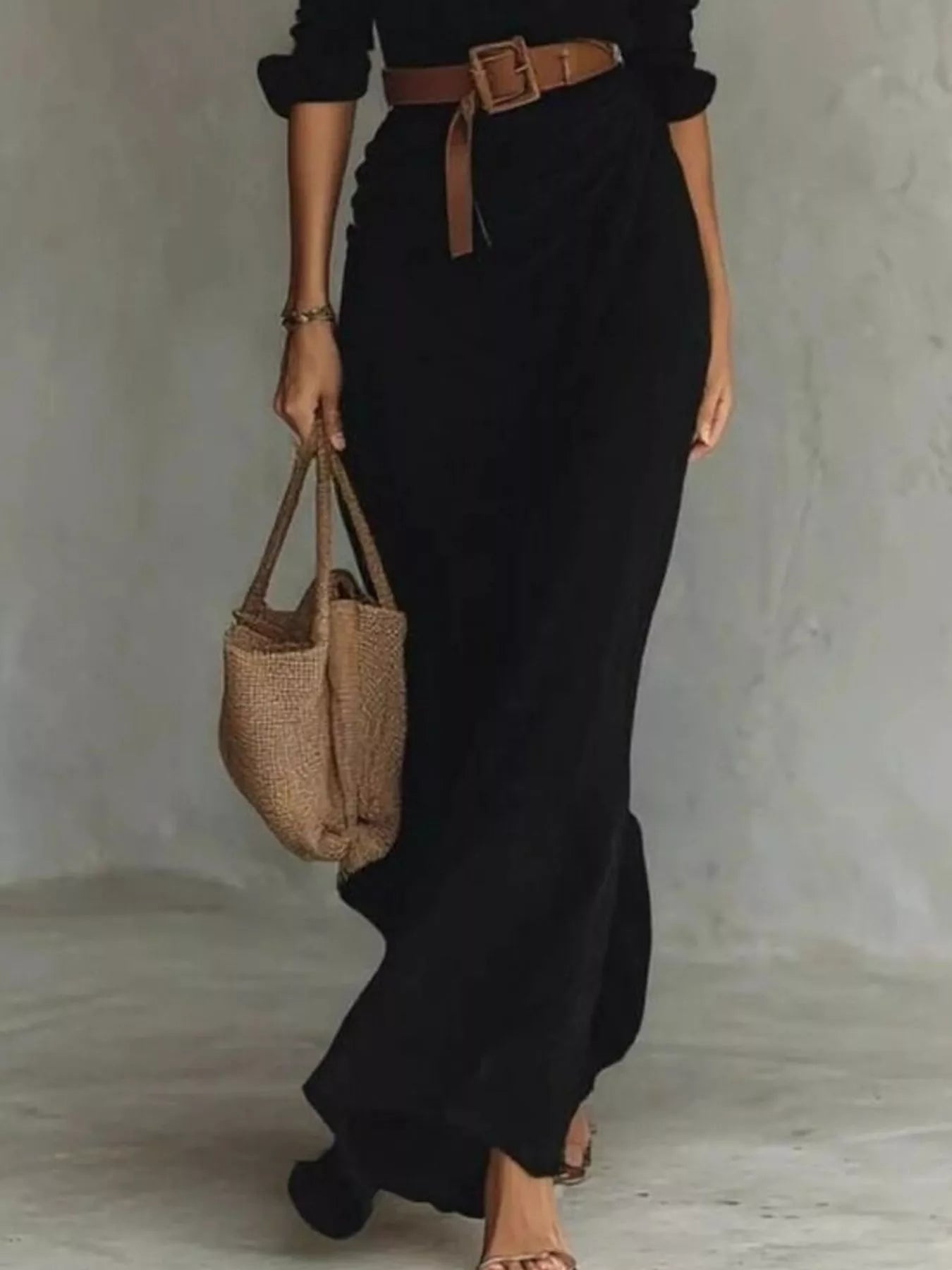 Ruched Long Sleeve Maxi Dress