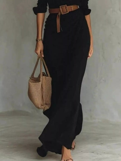 Ruched Long Sleeve Maxi Dress