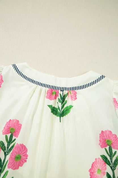 Floral Print Flutter Sleeve Summer Mini Dress
