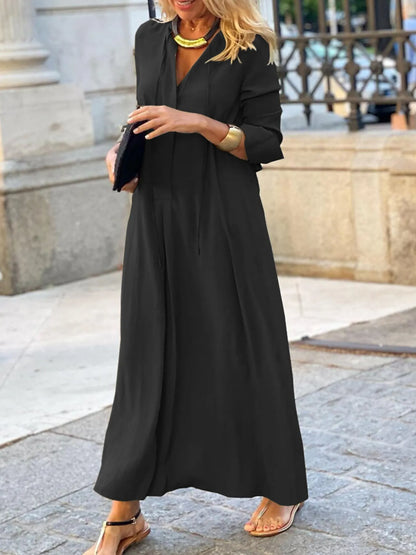 Solid Color Maxi Shirt Dress