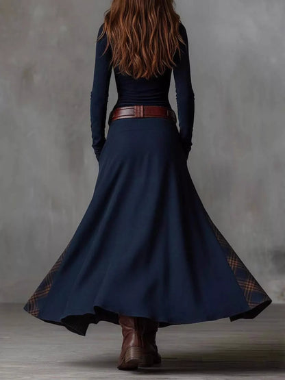 Plaid Button Front Long Sleeve Dress