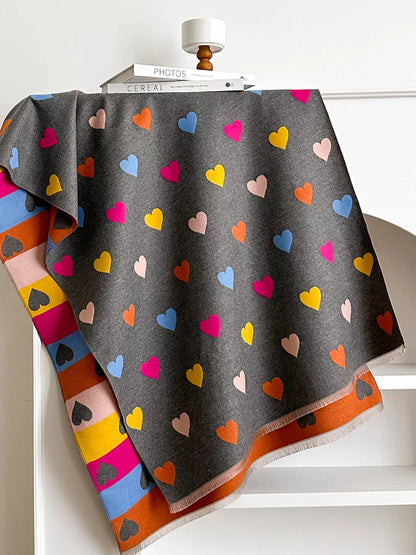 Heart Pattern Warm Scarf