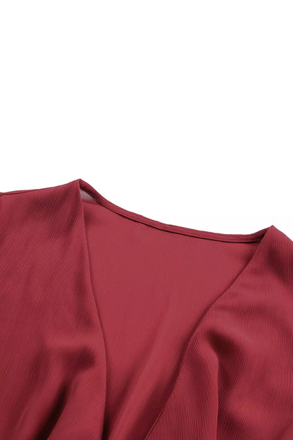 Elegant Tie-Front Ruffle Mini Dress with Smocked Wiast