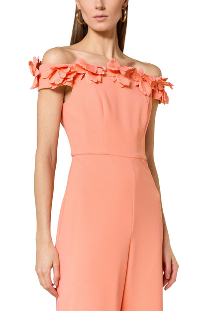 Adrianna Papell Off-The-Shoulder Back Zipper Closure Wide Leg Jumpsuit Dress
