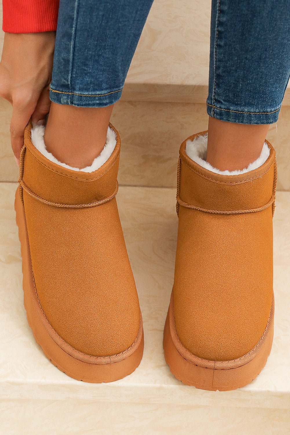 Anna Fur Lined Suede Ankle Snow Boots