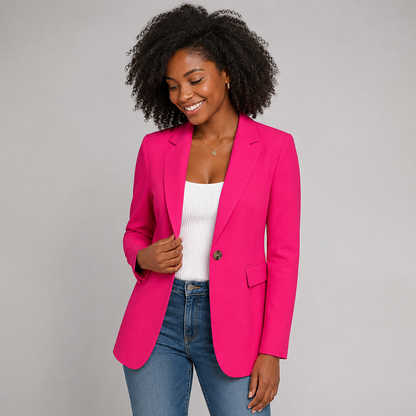 Casual Blazer Jacket - Lightweight One-Button Work Office Suit Coat