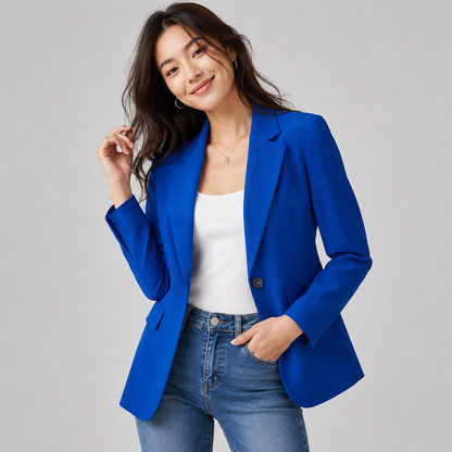 Casual Blazer Jacket - Lightweight One-Button Work Office Suit Coat