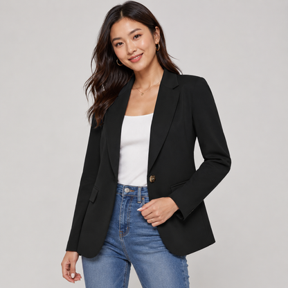 Casual Blazer Jacket - Lightweight One-Button Work Office Suit Coat
