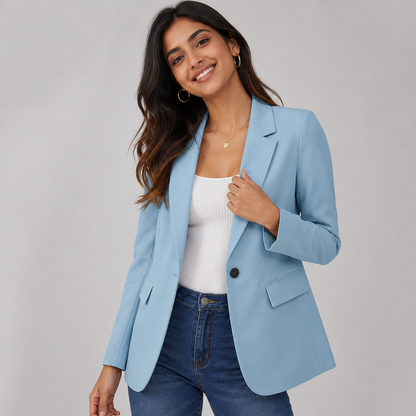 Casual Blazer Jacket - Lightweight One-Button Work Office Suit Coat