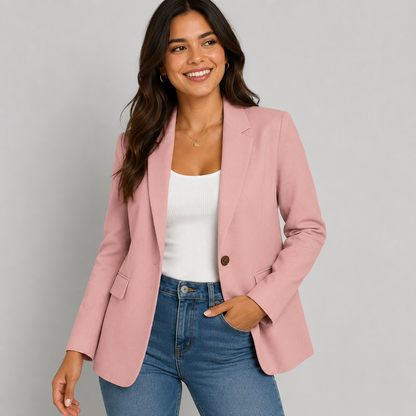 Casual Blazer Jacket - Lightweight One-Button Work Office Suit Coat