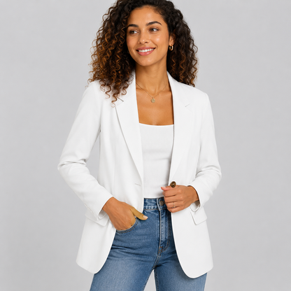 Casual Blazer Jacket - Lightweight One-Button Work Office Suit Coat