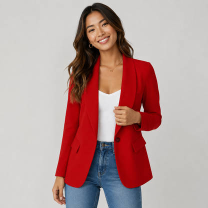 Casual Blazer Jacket - Lightweight One-Button Work Office Suit Coat