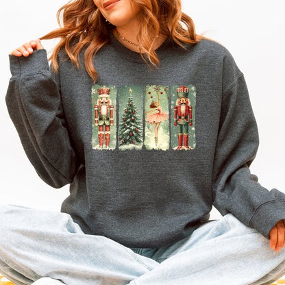 Christmas Nutcracker Ballet Vintage Snow Scene With Retro Typography Art Limited Edition Sweatshirt