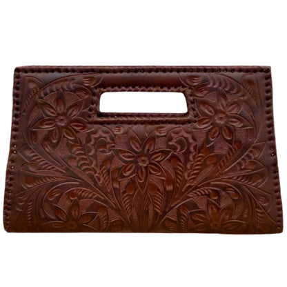 The Caroline| Hand-Tooled Leather Clutch & Crossbody