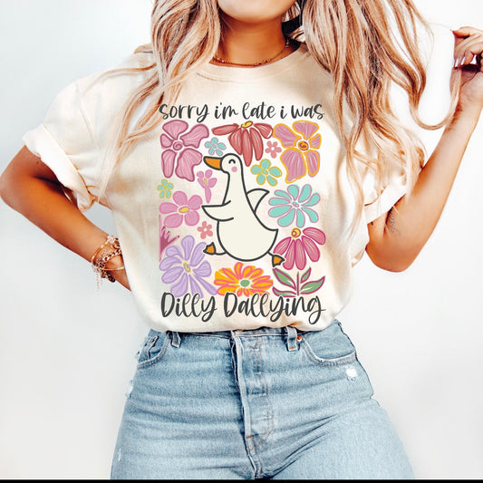 Sorry im late i was dilly dallying  tee