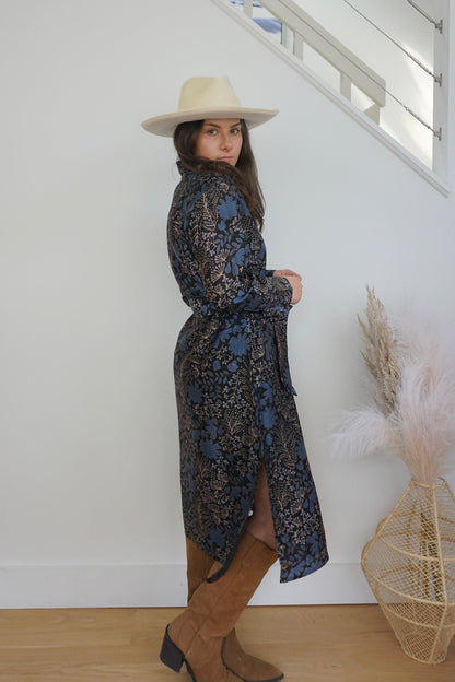 Zoey Midi Dress - Blue Flower