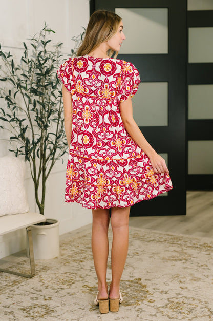 Don't You Go Away Balloon Sleeve Dress