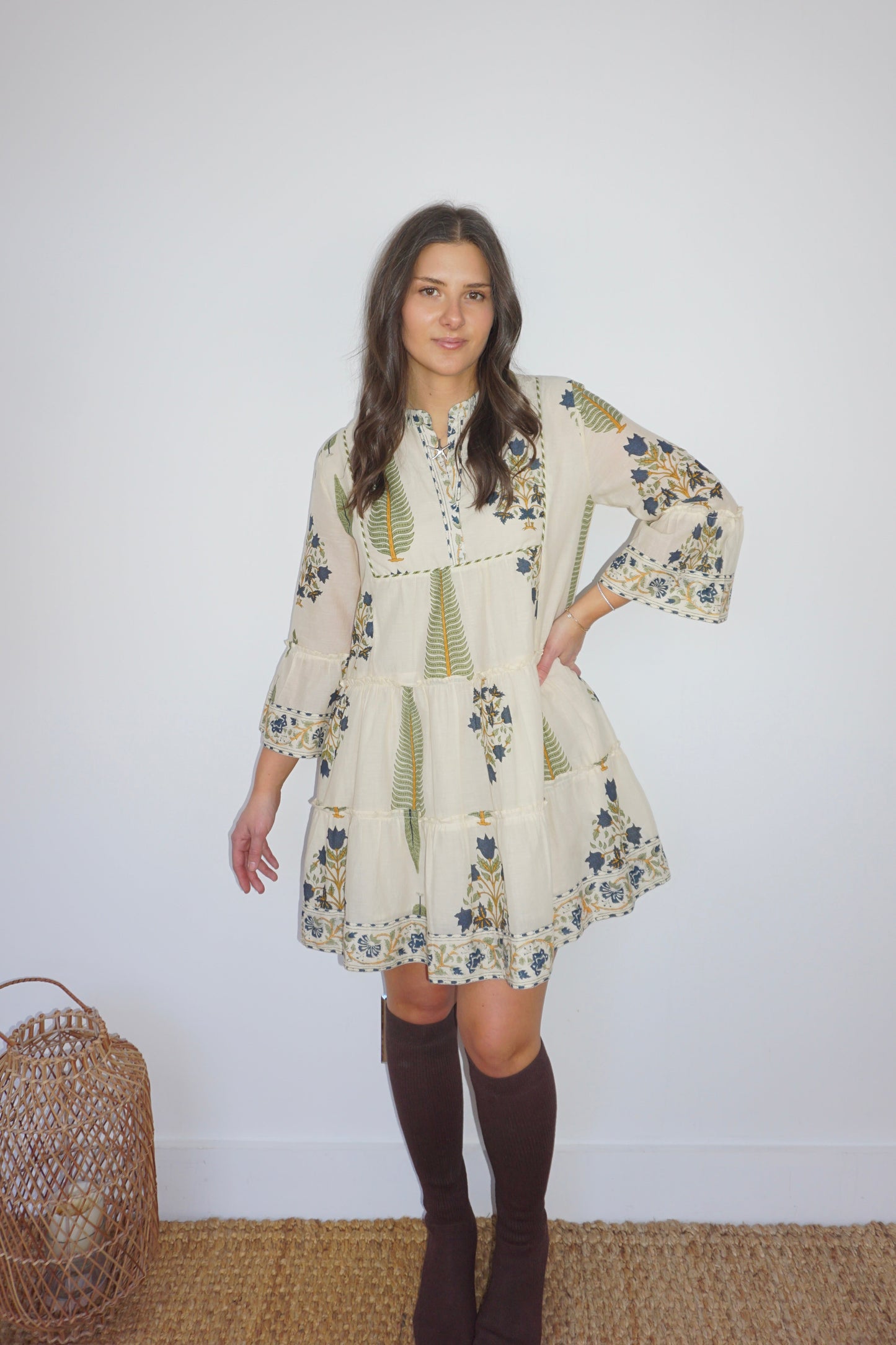 Dylan Mini Dress in Navy Victorian