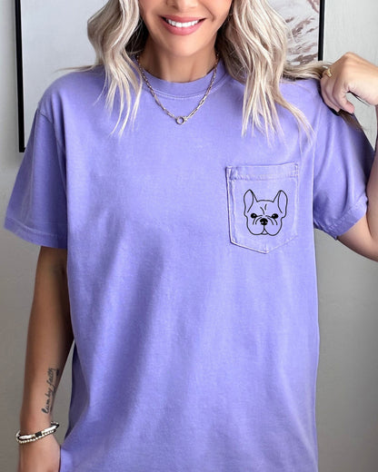 Frenchie Mama French Bulldog Comfort Colors Pocket T Shirt