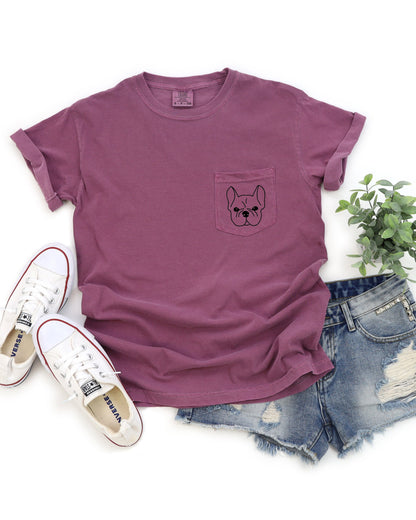 Frenchie Mama French Bulldog Comfort Colors Pocket T Shirt