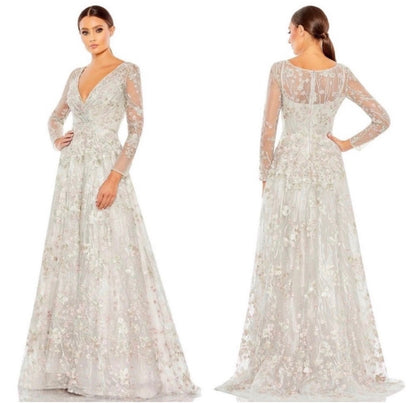 Mac Duggal 20402 Pastel Multi Embroidered Beaded Mesh Gown
Size 6
