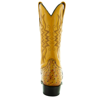 Men's Mantequilla Ostrich Print Cowboy Boots (H7002)
