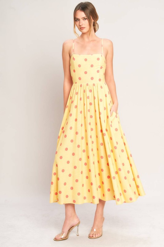 Linen Blend Dress with Smocked Back