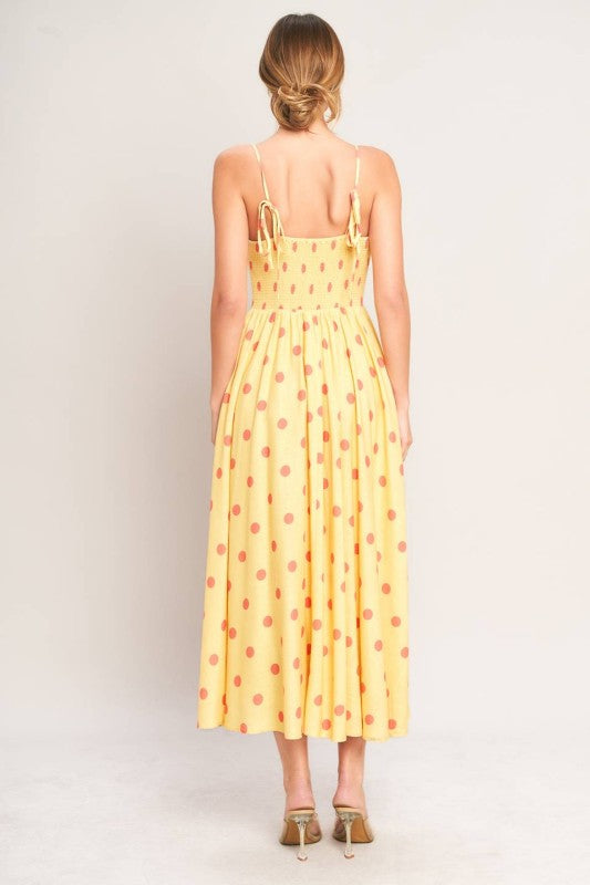 Linen Blend Dress with Smocked Back