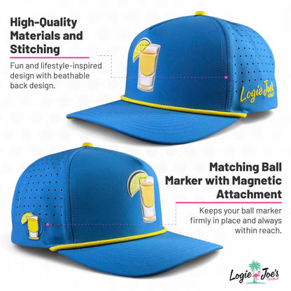 Cold One Golf Hat | Snapback Cap | Built-in Magnetic Ball Marker Holder + Marker Included | Adjustable | One Size