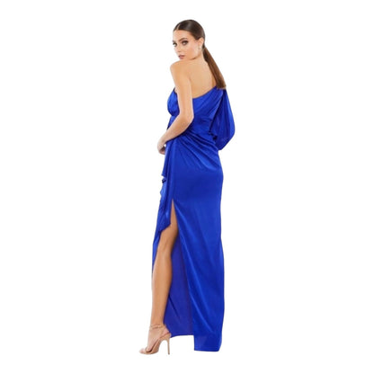 Mac Duggal One Shoulder Bishop Sleeve Gown in Sapphire
Blue 55398 Sz 2