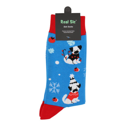 Puppy Dog Christmas Holiday Socks - Comfy Cotton for Men & Women