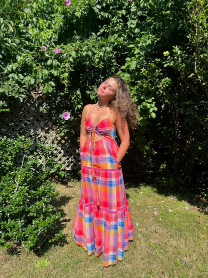 Nibi the Label Nadia Tier Dress - Rainbow Plaid