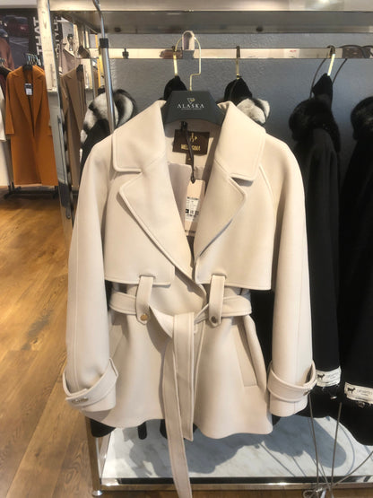 Karina Midi Cashmere Wool Blend Coat In Nude